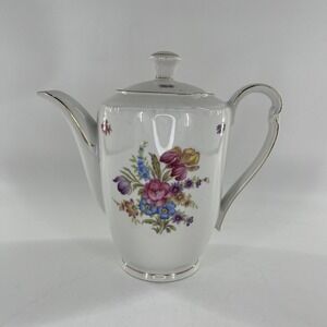 Antique Coffee Pot Footed Floral c 1903-1945 Winterling Bavaria Germany, 9.25" H